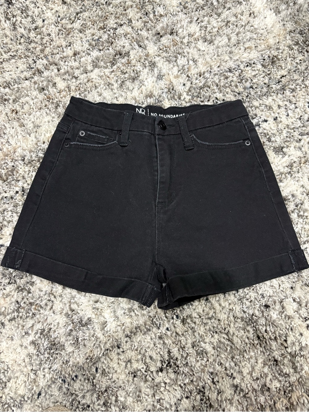 No Boundaries Black Cuffed Denim Shorts